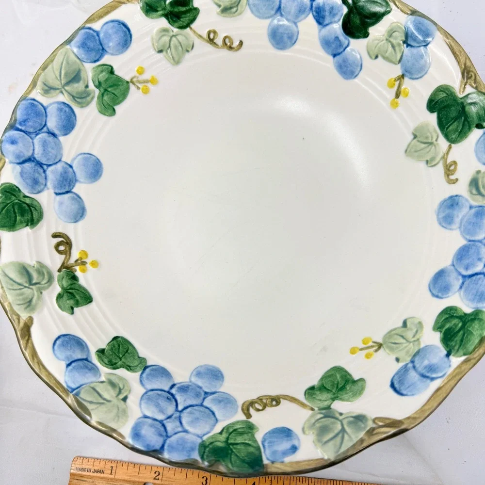 Metlox Poppy Trail California Blue Grape Pasta Bowls Set of 2 Scalloped 9.5 inch